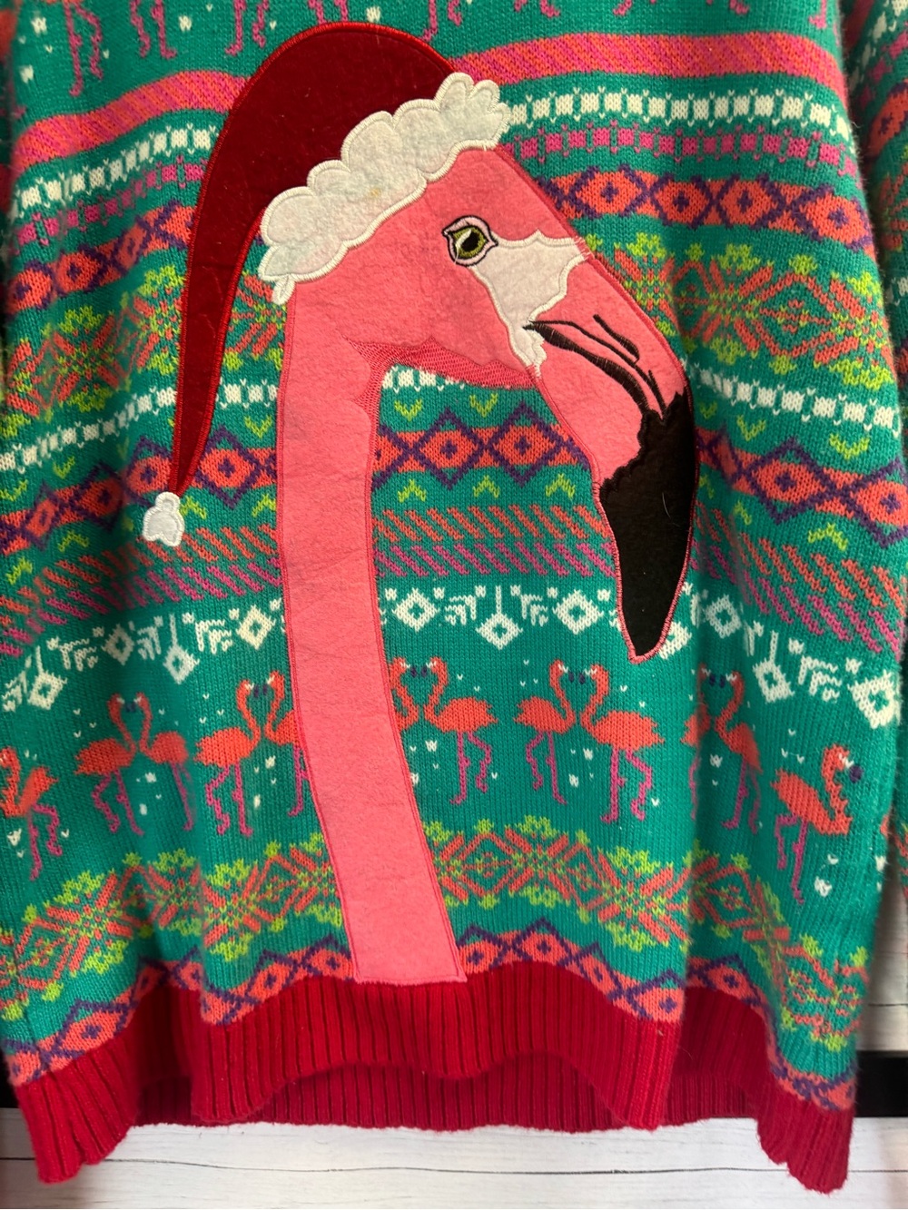 Blizzard Bay XL Flamingo Santa Ugly Christmas Sweater Tropical Holiday Coastal - Picture 4 of 11